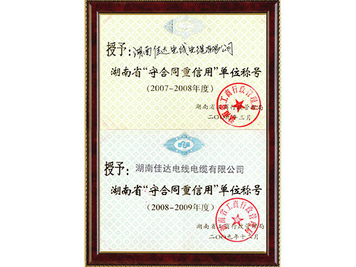 2010-2011年度湖南省守合同重信用单位